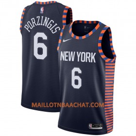 Maillot NBA New York Knicks Kristaps Porzingis 6 2018-19 Nike City Edition Navy Swingman - Homme